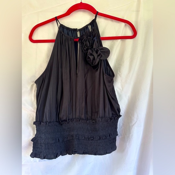 Anthropologie Tops - NWT - By Anthropologie Floral Halter Top - Size M - Black/Noir